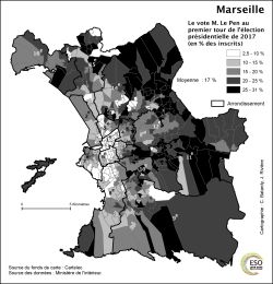 Vote Le Pen au 1er tour de l'élection présidentielle en 2017 à Marseille