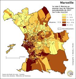 Vote Macron au 1er tour de l'élection présidentielle en 2017 à Marseille