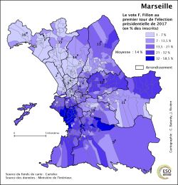Vote Fillon au 1er tour de l'élection présidentielle en 2017 à Marseille